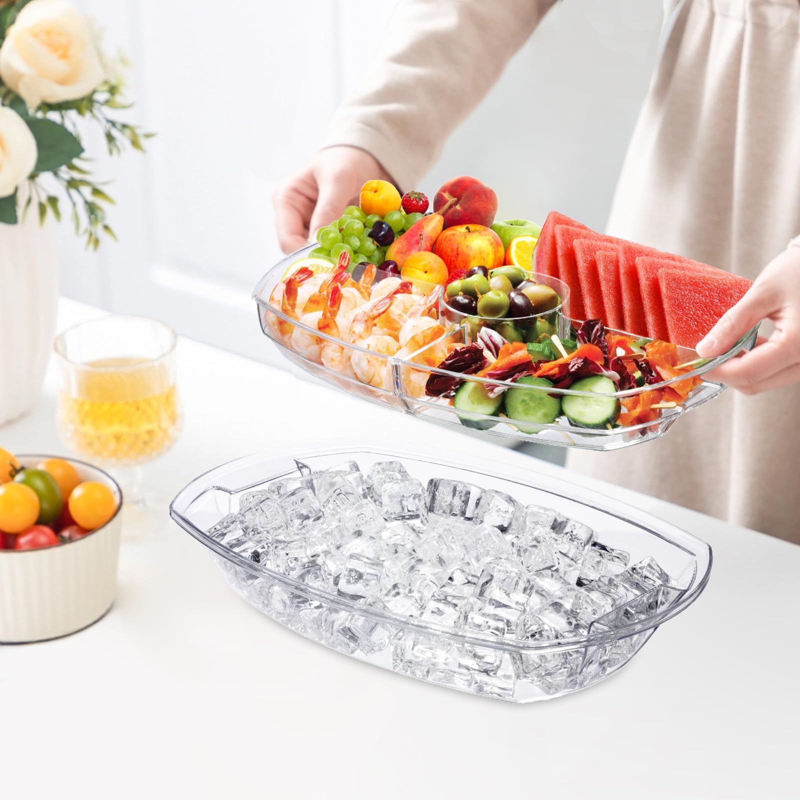 Norar bandeja de fruta con nivel triple para fiestas