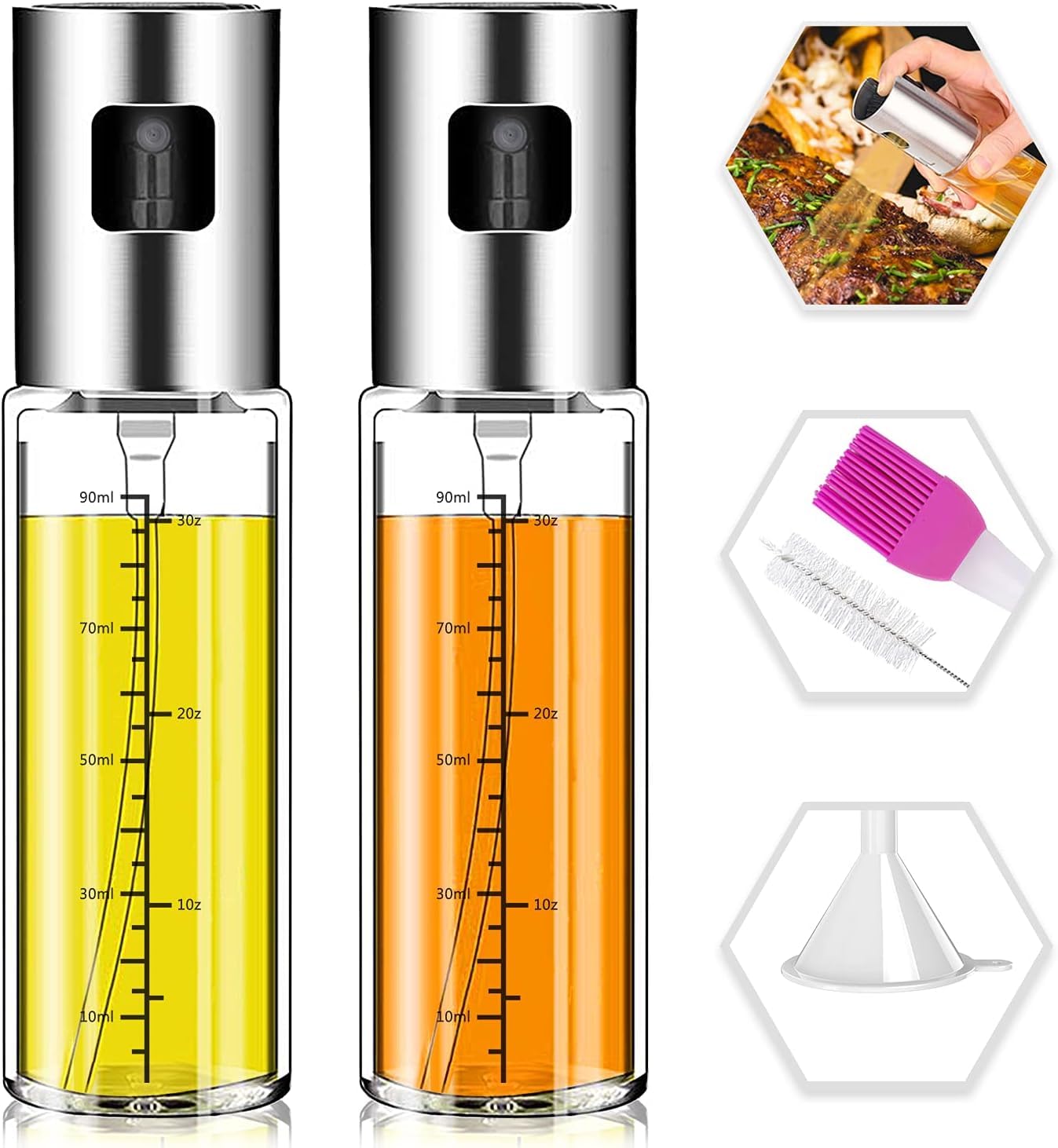 NORBASE atomizadores de aceite para cocina, dos botellas para cocción uniforme.