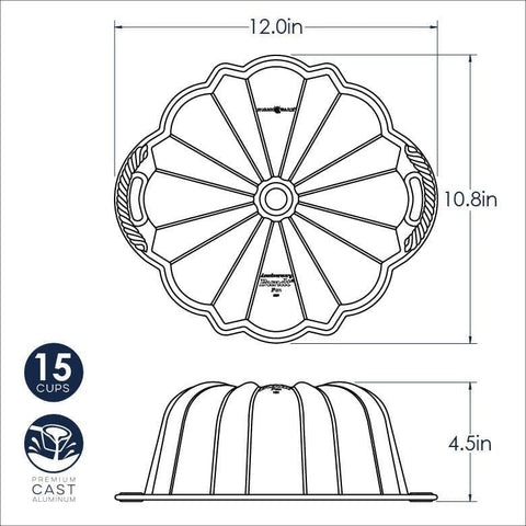 Nordic Ware Bundt Aniversario, mango de manejo fácil para desmoldado seguro