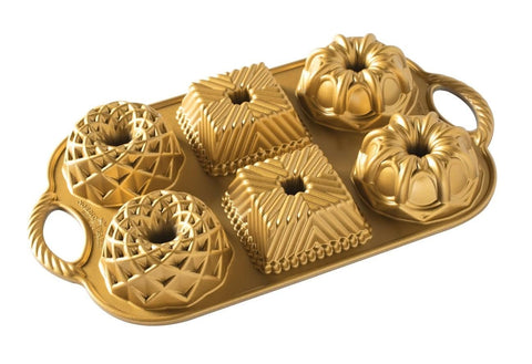 Nordic Ware Geo Bundtlette, detalle de borde y textura para pasteles definidos.