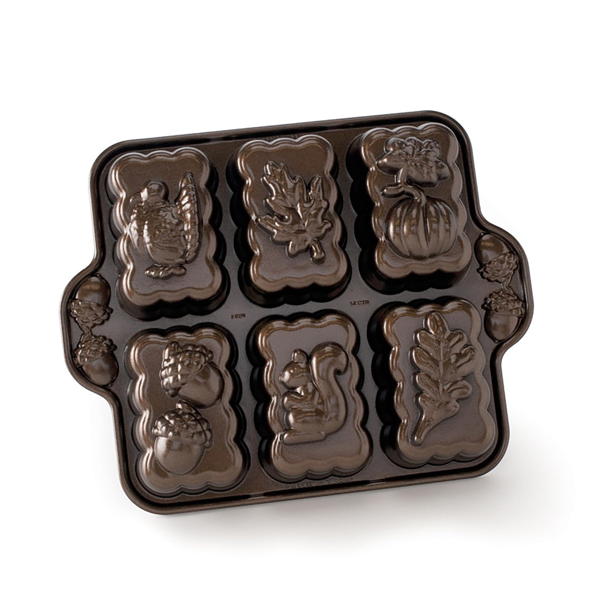 Nordic Ware Harvest Mini Loaf Pan exterior bronce duradero para hornear