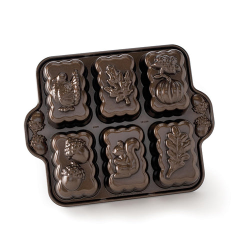 Nordic Ware Harvest Mini Loaf Pan exterior bronce duradero para hornear