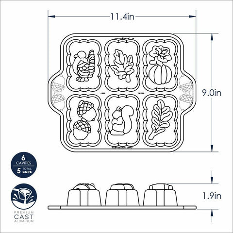 Nordic Ware Harvest Mini Loaf Pan diseños otoñales ideales para regalos