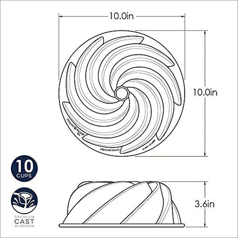 Nordic Ware Heritage Bundt Pan con silicona antiadherente para desmolde fácil.