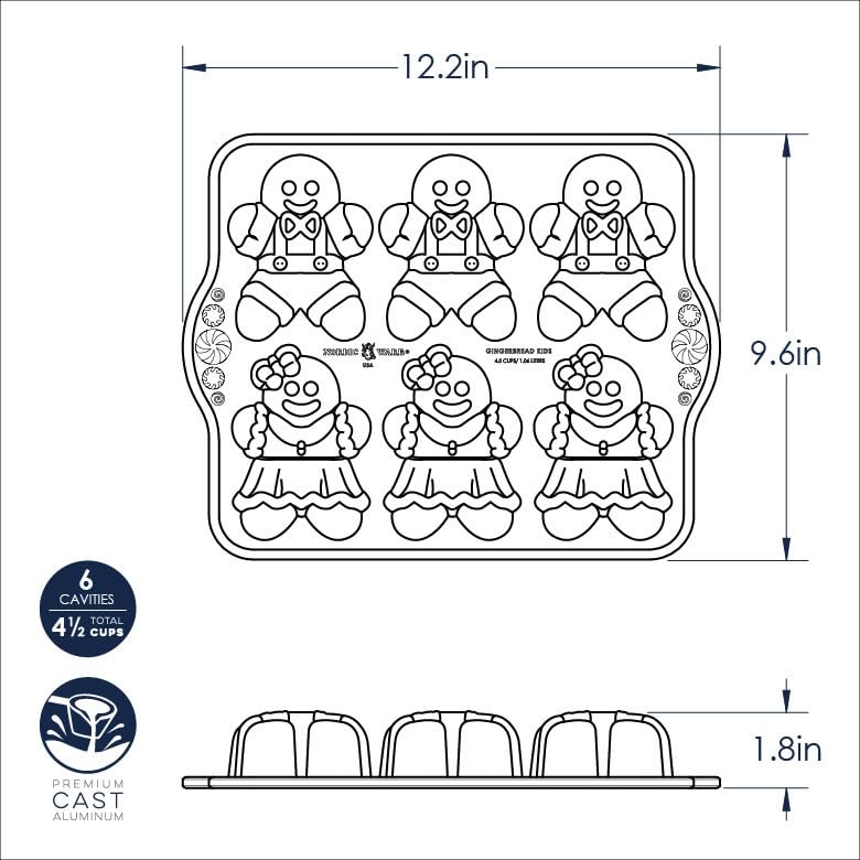 Nordic Ware molde para pan de jengibre, figuras varones, horneado uniforme.