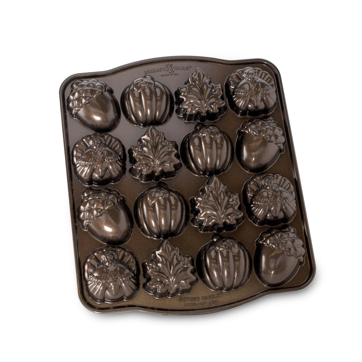 Nordic Ware Molde para pastelitos otoñales bronce, detalle intrincado para horneado preciso