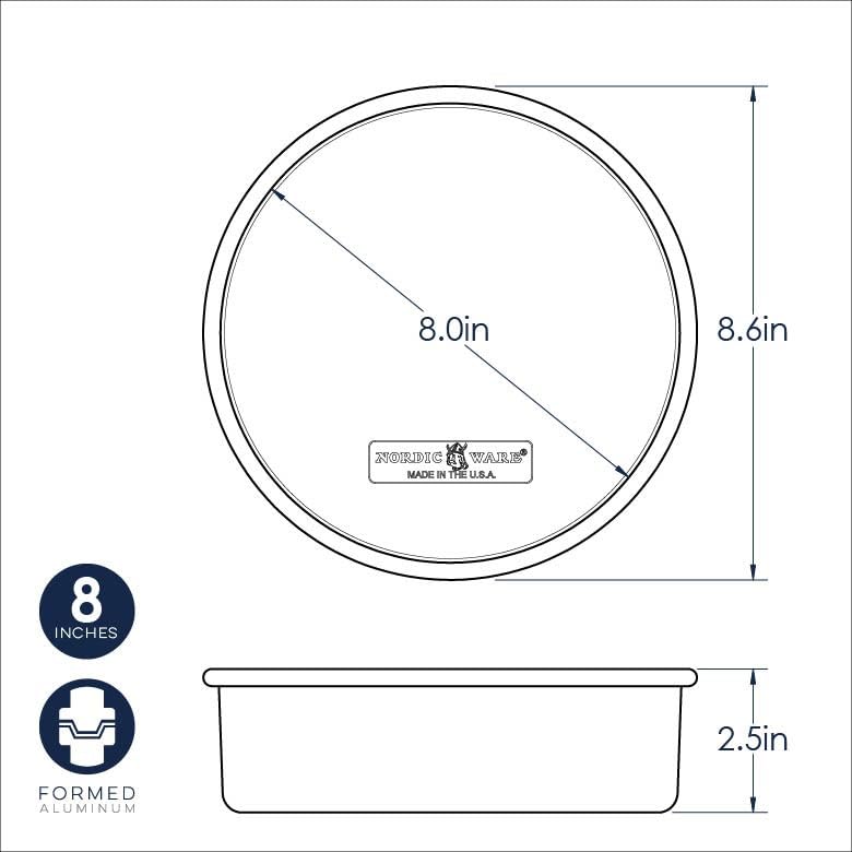 Nordic Ware Naturals, borde antideformación del molde de 8 pulgadas, horneado estable.