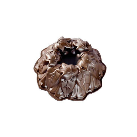 Nordic Ware, pan con hojas de cosecha, bronce, para pasteles decorativos.