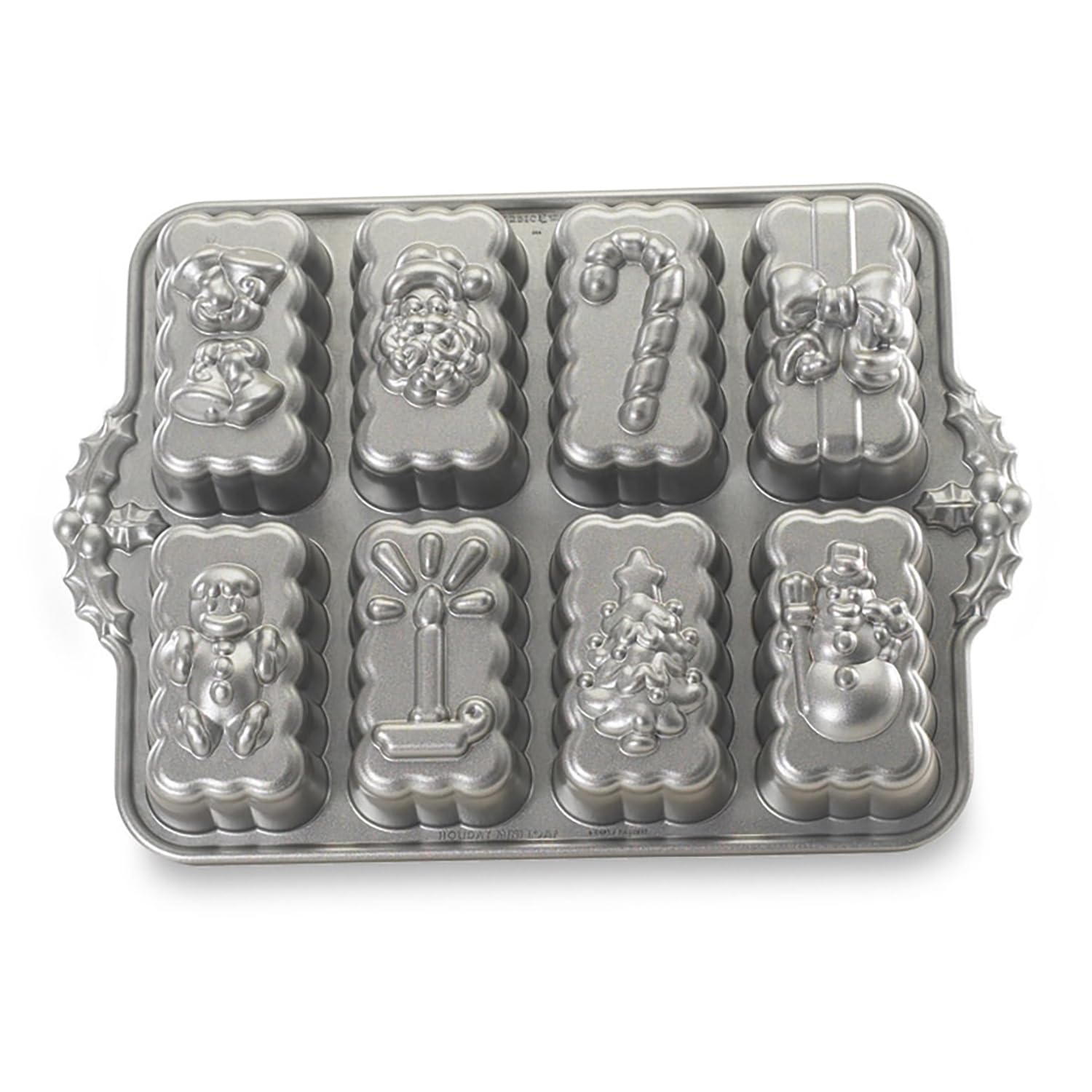 Moldes Nordic Ware para pan mini navideño con diseño de campana, ideal para regalos festivos.