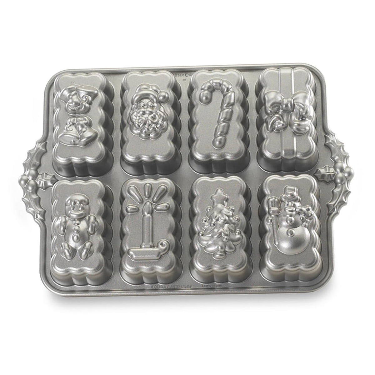 Moldes Nordic Ware para pan mini navideño con diseño de campana, ideal para regalos festivos.