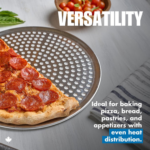 Bandeja Norjac pizza-crujiente perforada: ventilación óptima para corteza dorada.