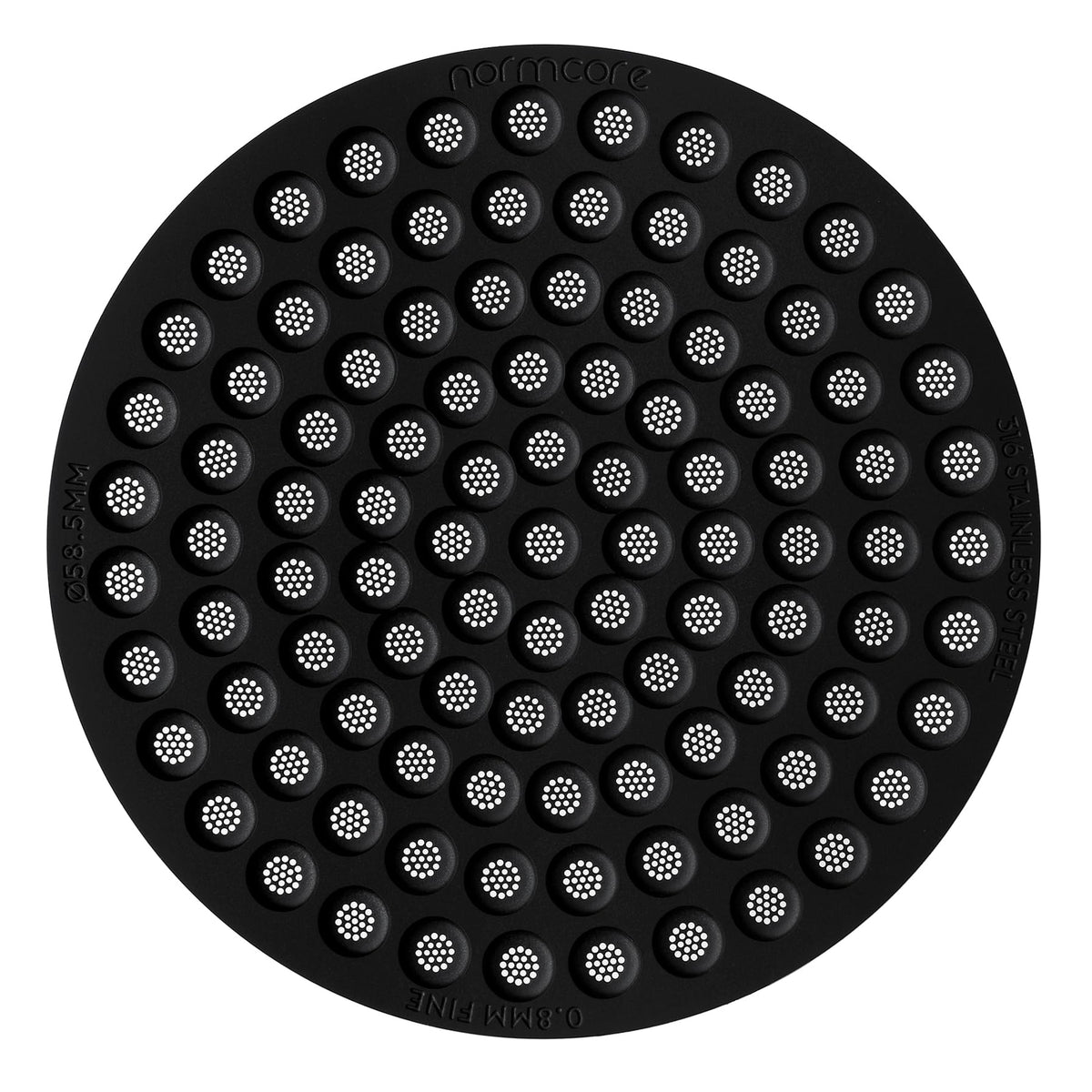 Normcore pantalla de placa 58,5 mm para portafiltro, mejora la extracción.