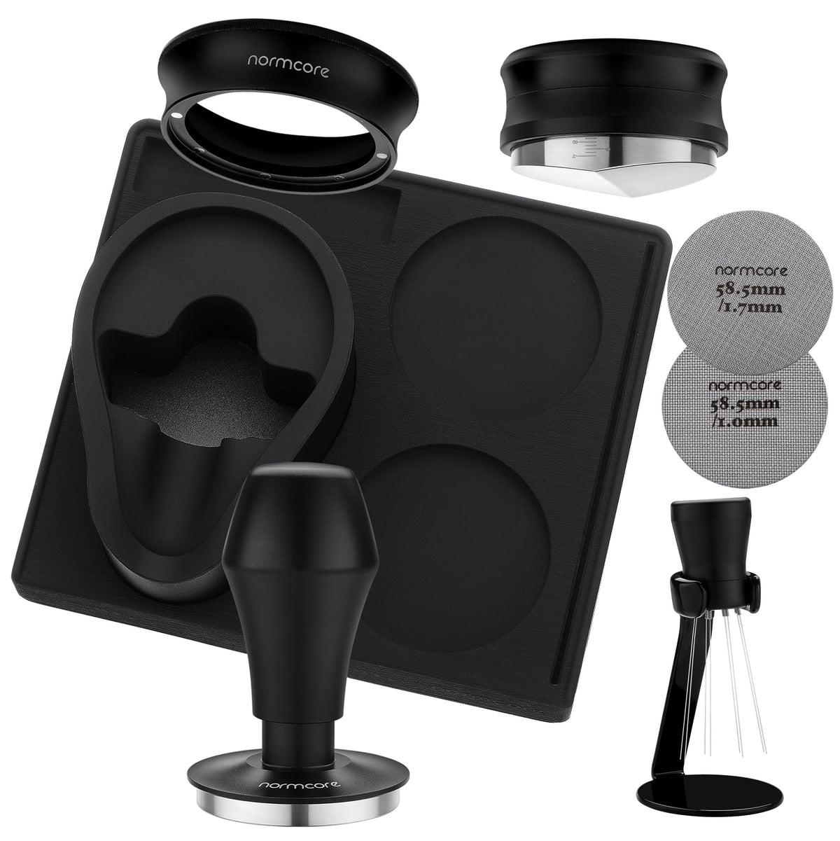 Normcore prensa espresso con muelle para compactación uniforme