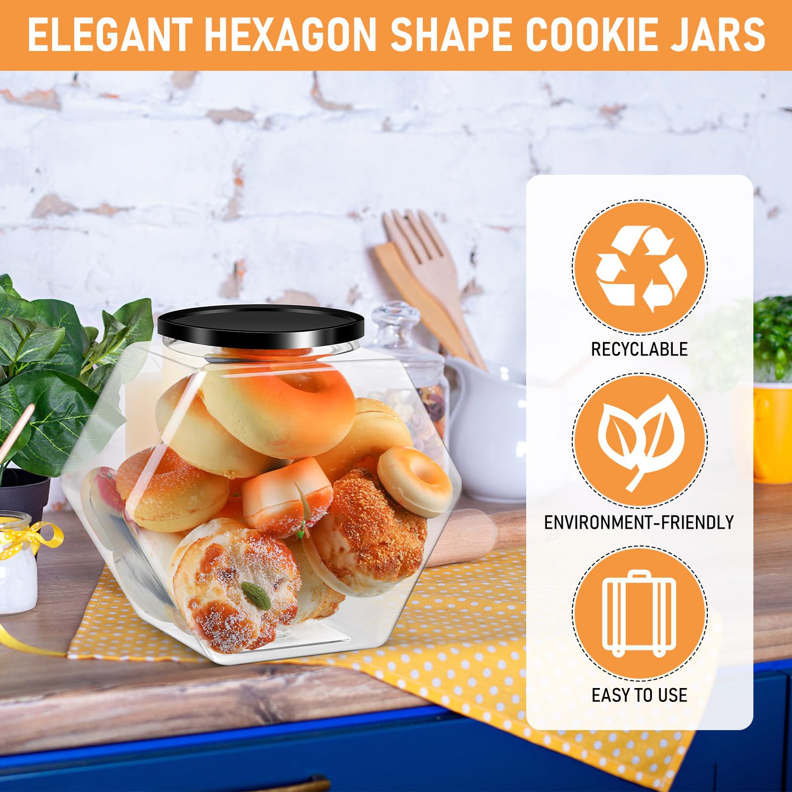 Norme contenedores de cocina hexagonales, tapa hermética para conservar snacks.