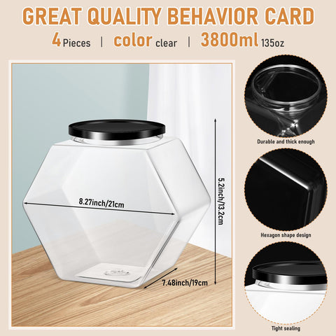 Norme jarras hexagonales transparentes con tapa, ideal para dulces y snacks.