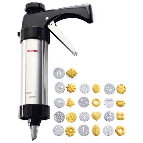Norpro 3299 con boquillas de glaseado acero inoxidable para decoraciones precisas.