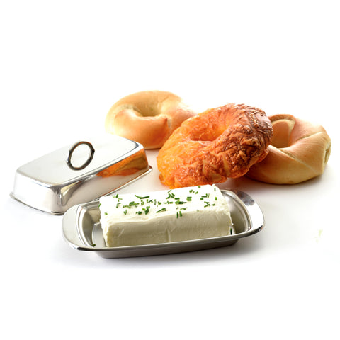 Accesorio Norpro para cocina, mantequilla y queso crema con tapa doble para frescura.