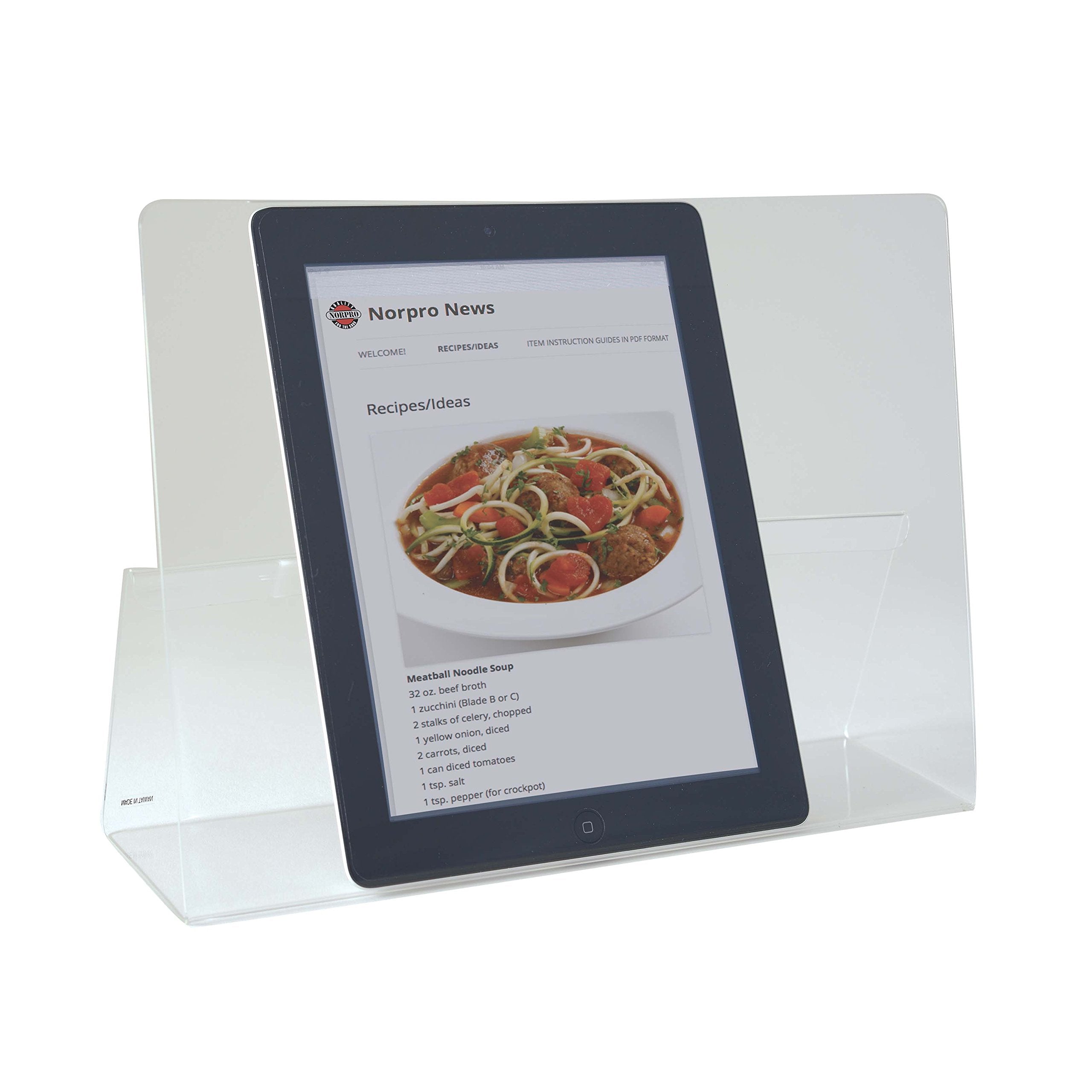 Norpro, soporte para iPad acrílico, lectura estable durante la cocción.