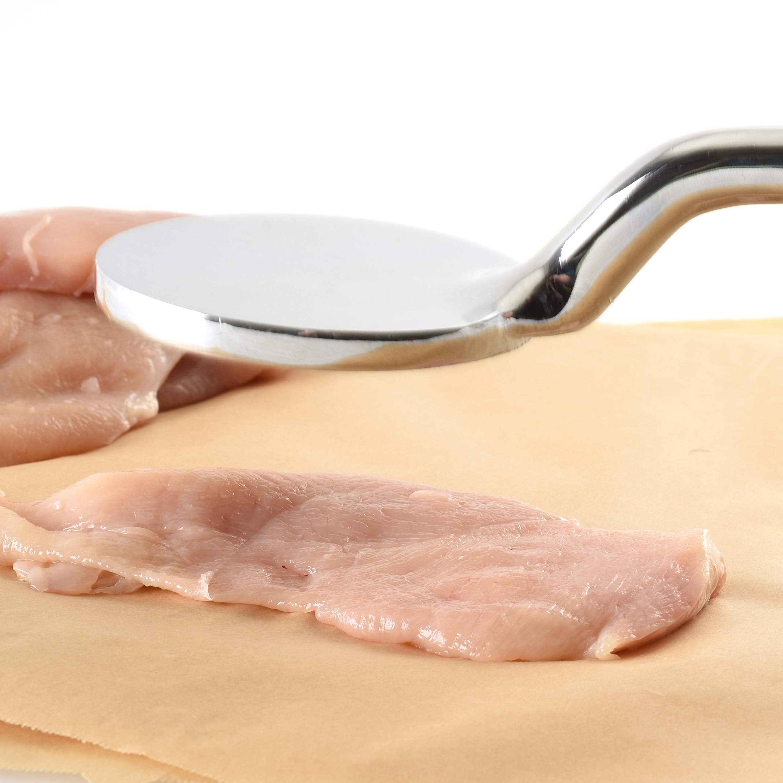 Norpro aplanador de carne con mango offset para seguridad