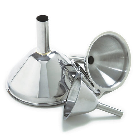 Norpro embudo de acero inoxidable tamaño grande con boca amplia para verter sin goteos.