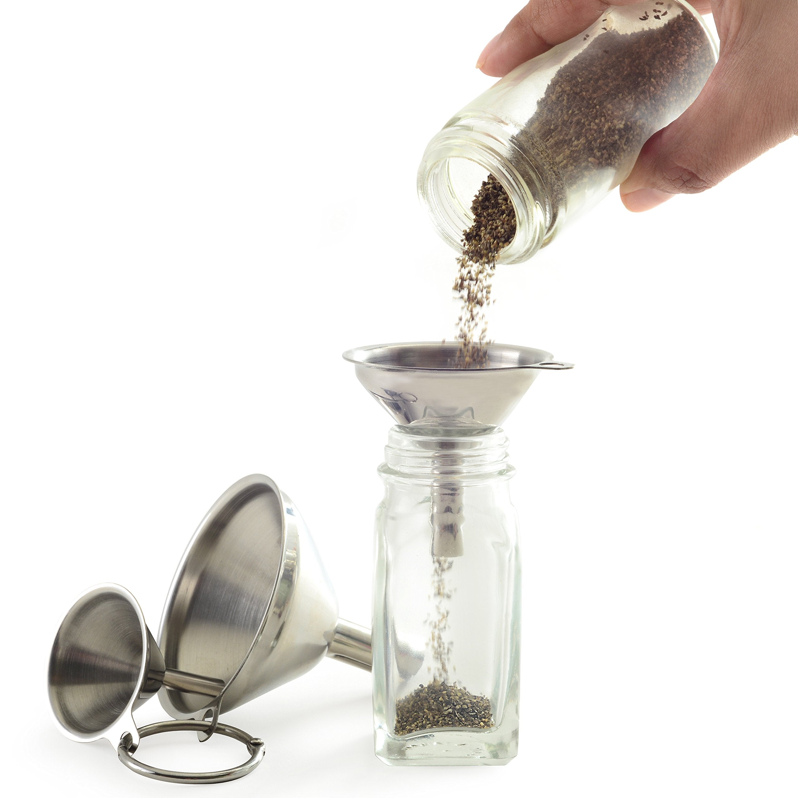 Norpro embudo de acero inoxidable tamaño pequeño con boca estrecha para frascos pequeños.