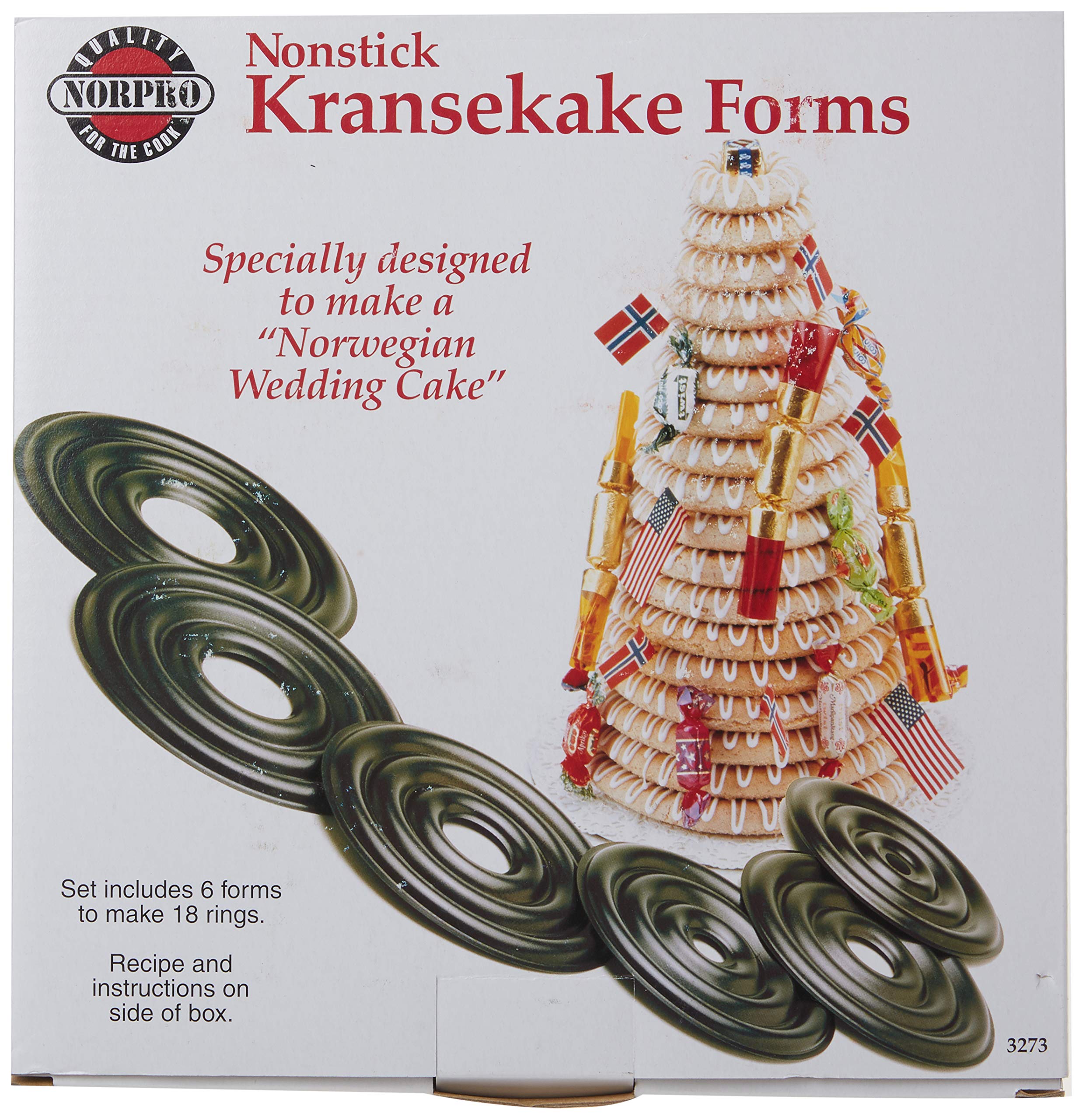 Norpro kransekake, moldes antiadherentes para un horneado limpio.
