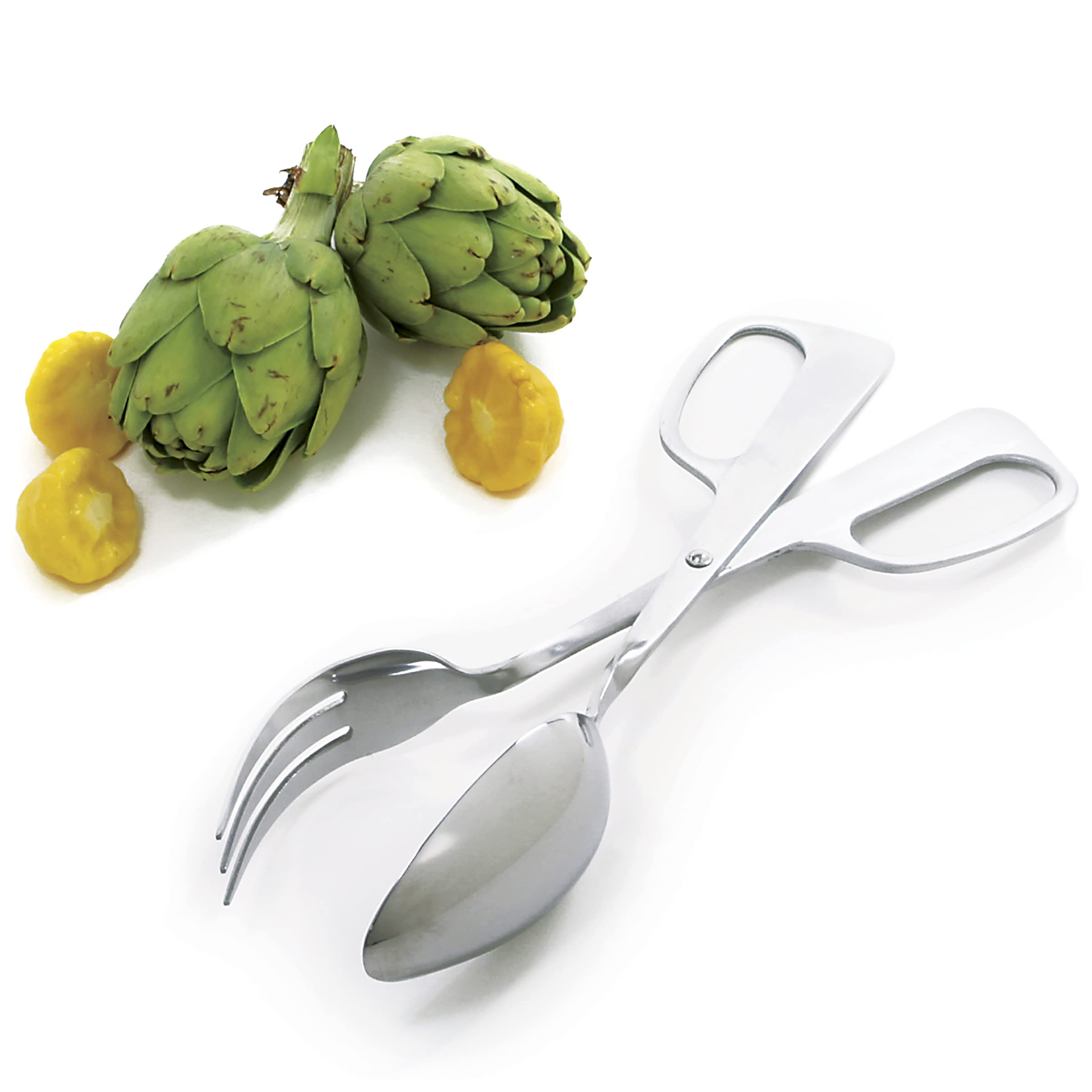 Pinzas Norpro para servir ensalada en acero inoxidable, precisión en cada porción.