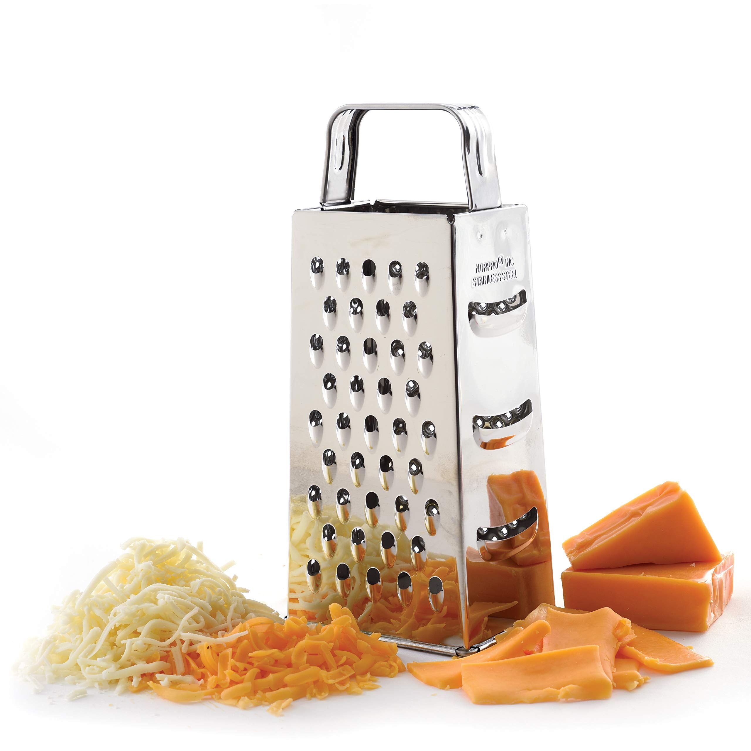Norpro rallador cuatro caras en acero inoxidable para quesos y verduras.
