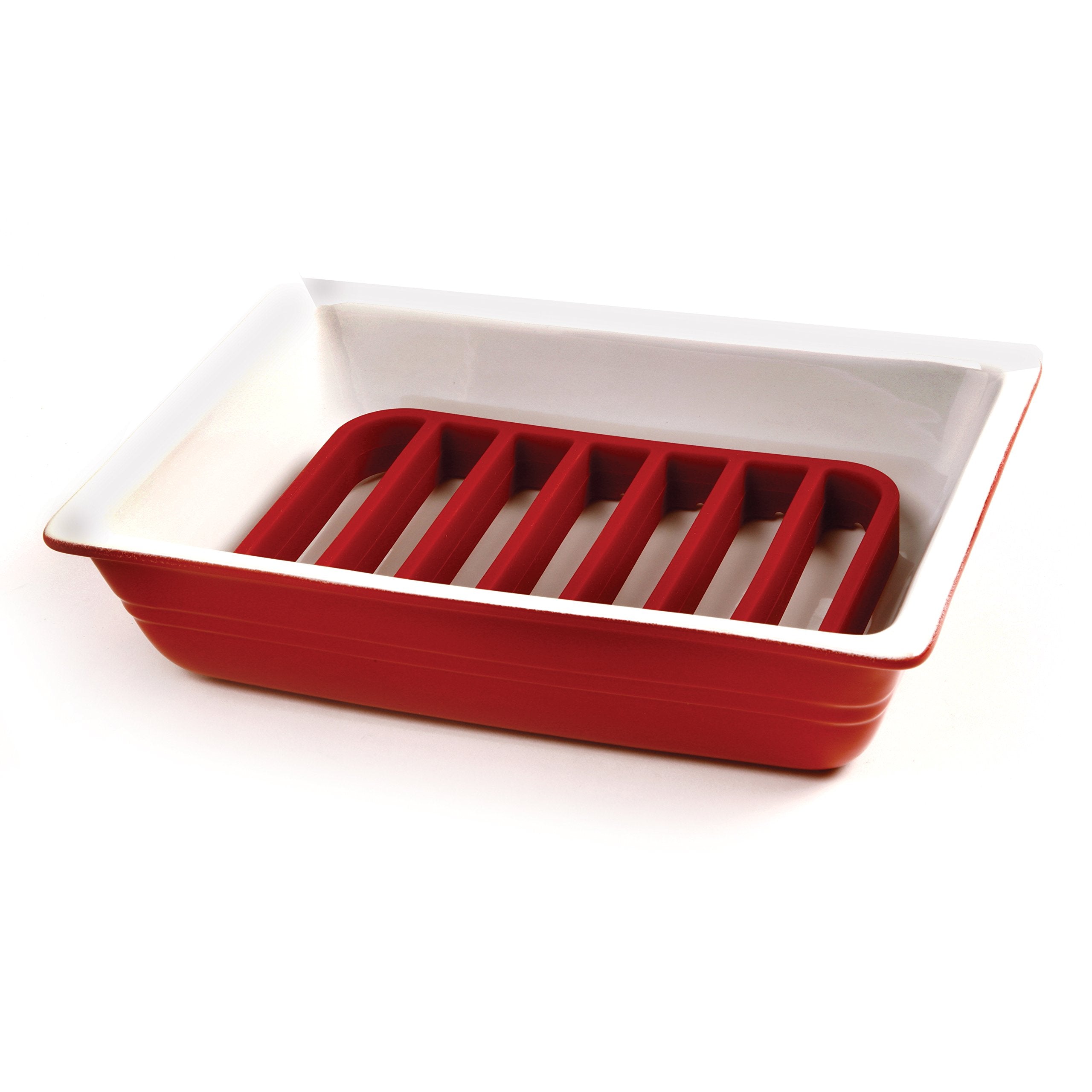 Norpro rejilla rectangular roja para bandejas varias de asar