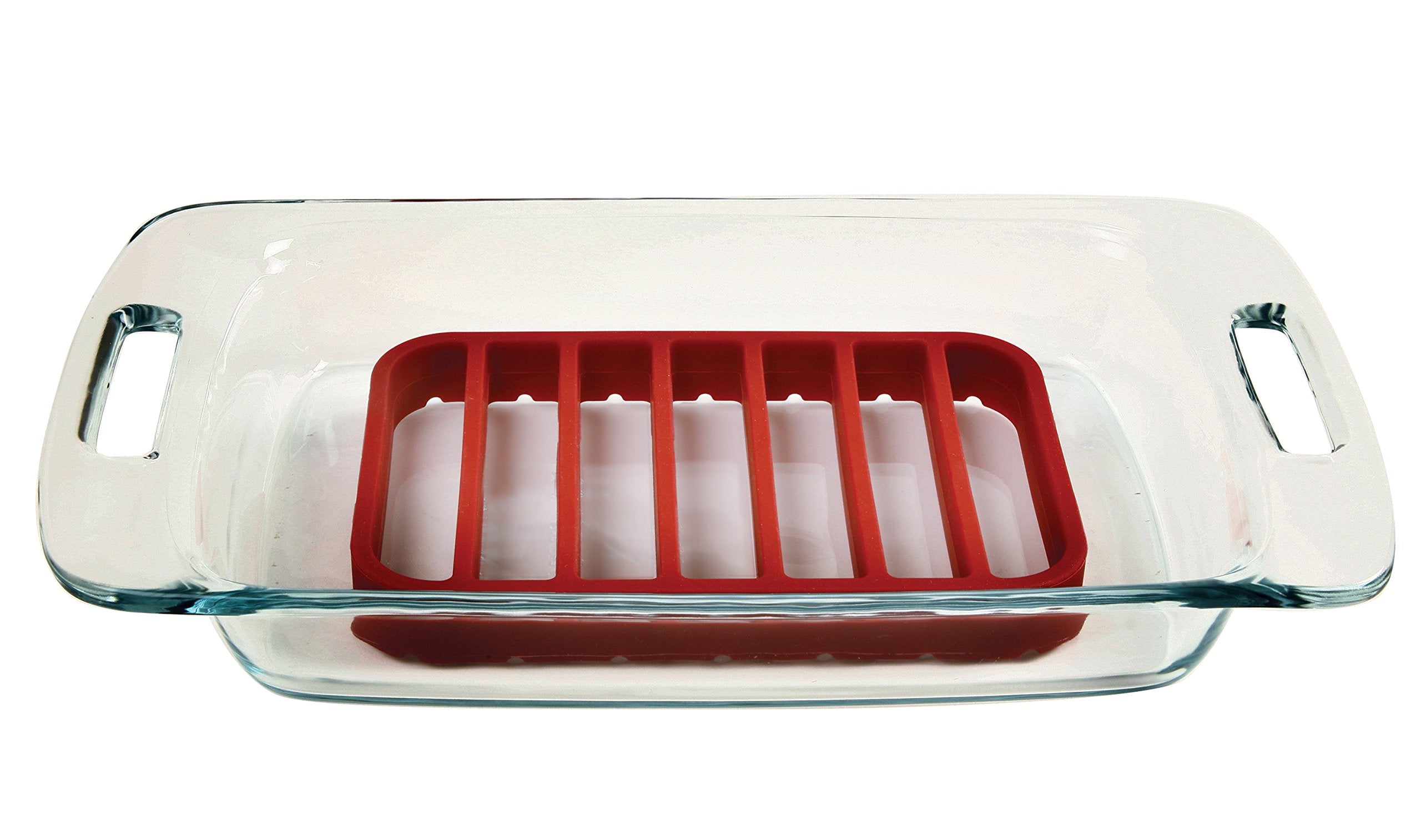 Norpro rejilla rectangular de silicona roja para asar mejora la cocción uniforme