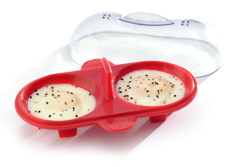 Norpro silicona para huevos pochados dobles en microondas, visión frontal del molde