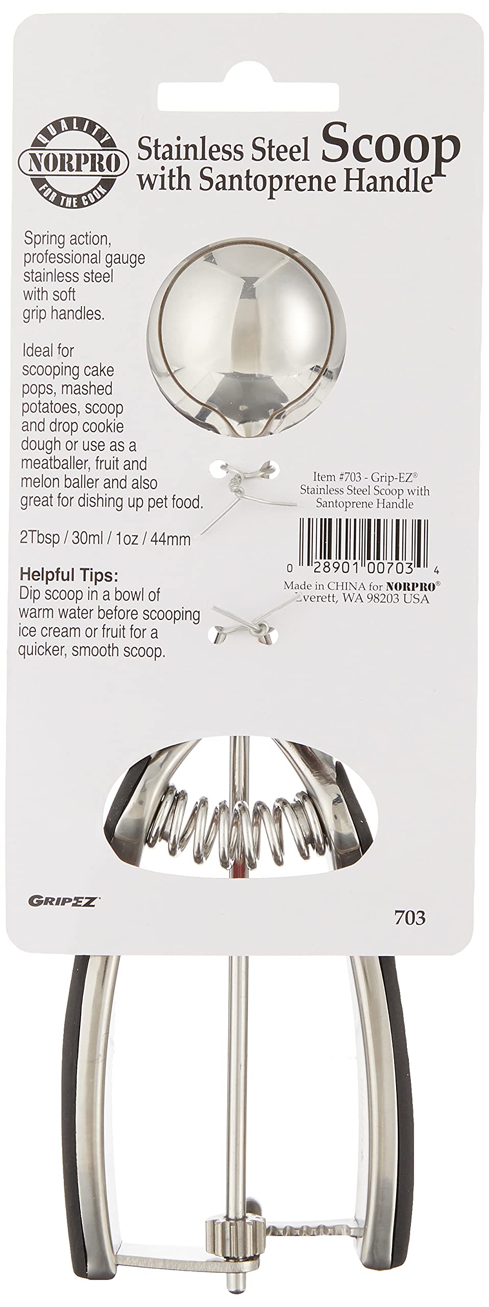 Norpro tamaño de dos cucharadas ideal para helado y masa.
