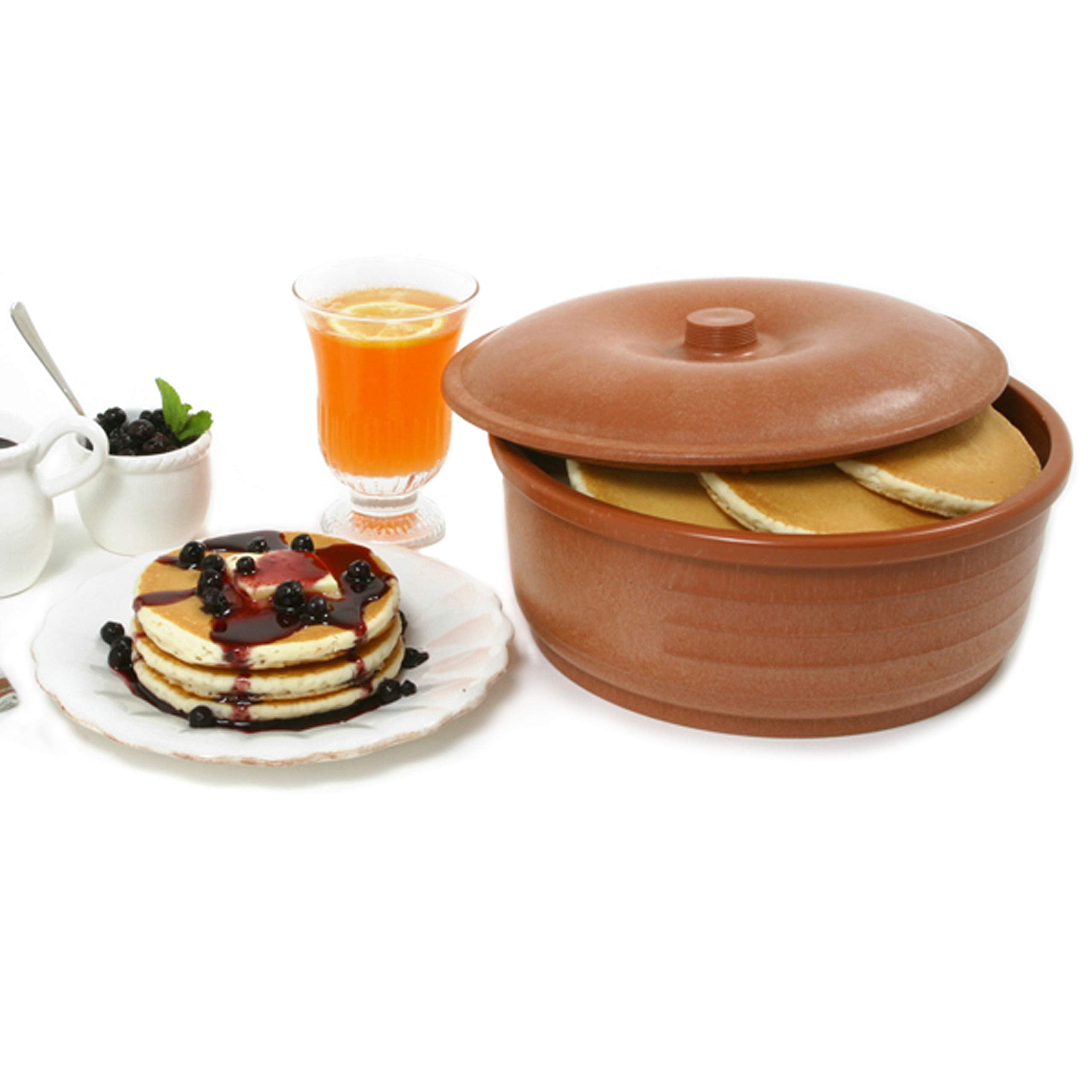 Norpro Tortilla Pancake Keeper, vista superior, ideal para calentar y mantener tortillas listas.