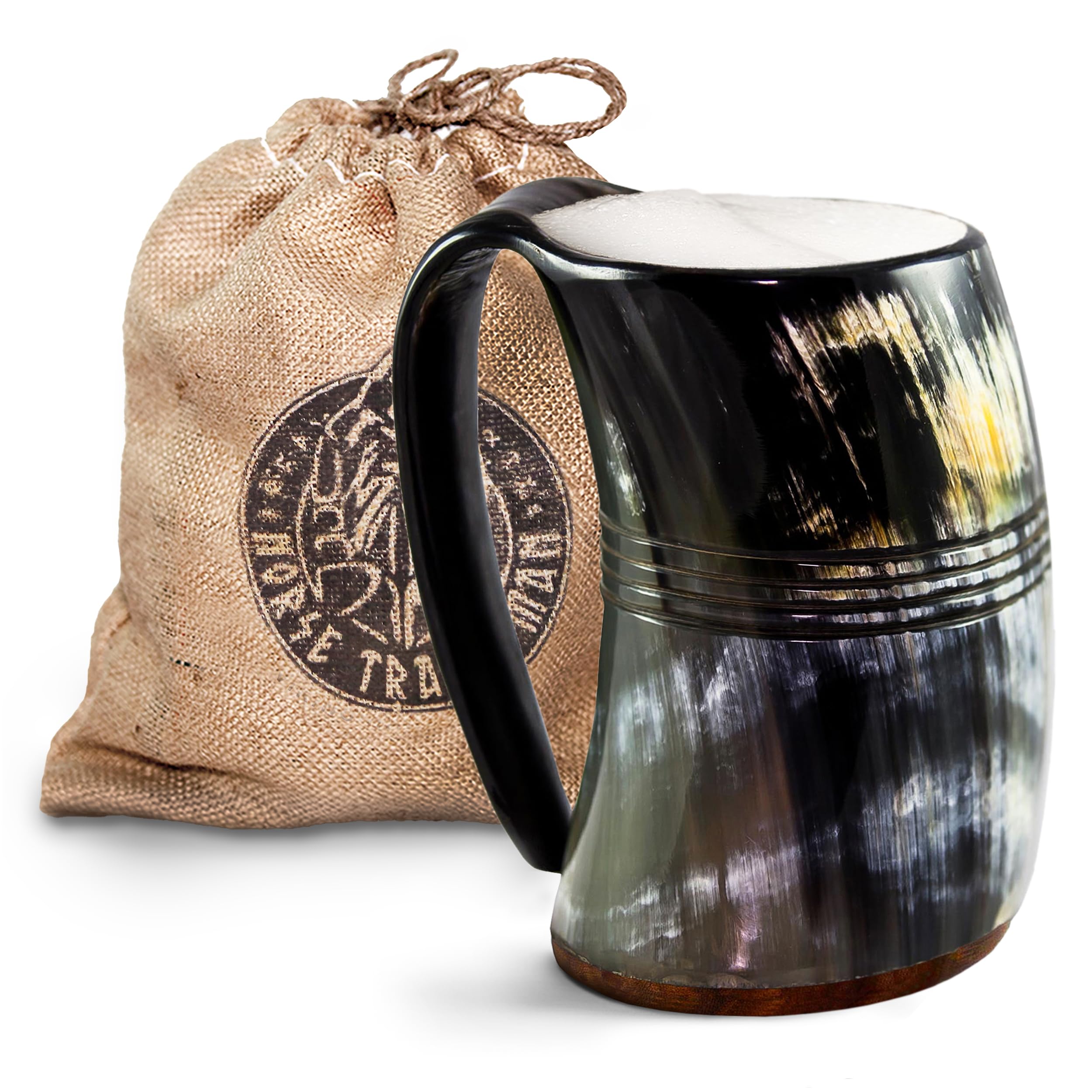 Norse Tradesman XL cuerno vikingo 30oz en la mano, experiencia histórica