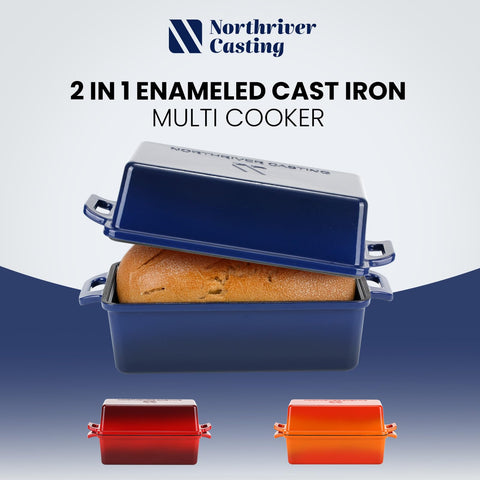 Northriver Casting conjunto 2 en 1 para pan 9x5 esmaltado azul