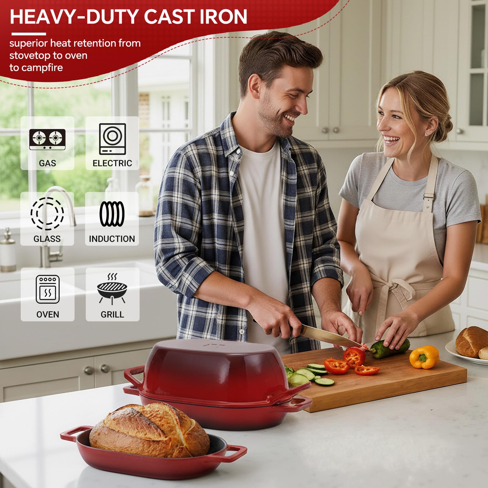 Diseño elegante de Northriver Casting para cocinar pan y guisos con estilo.