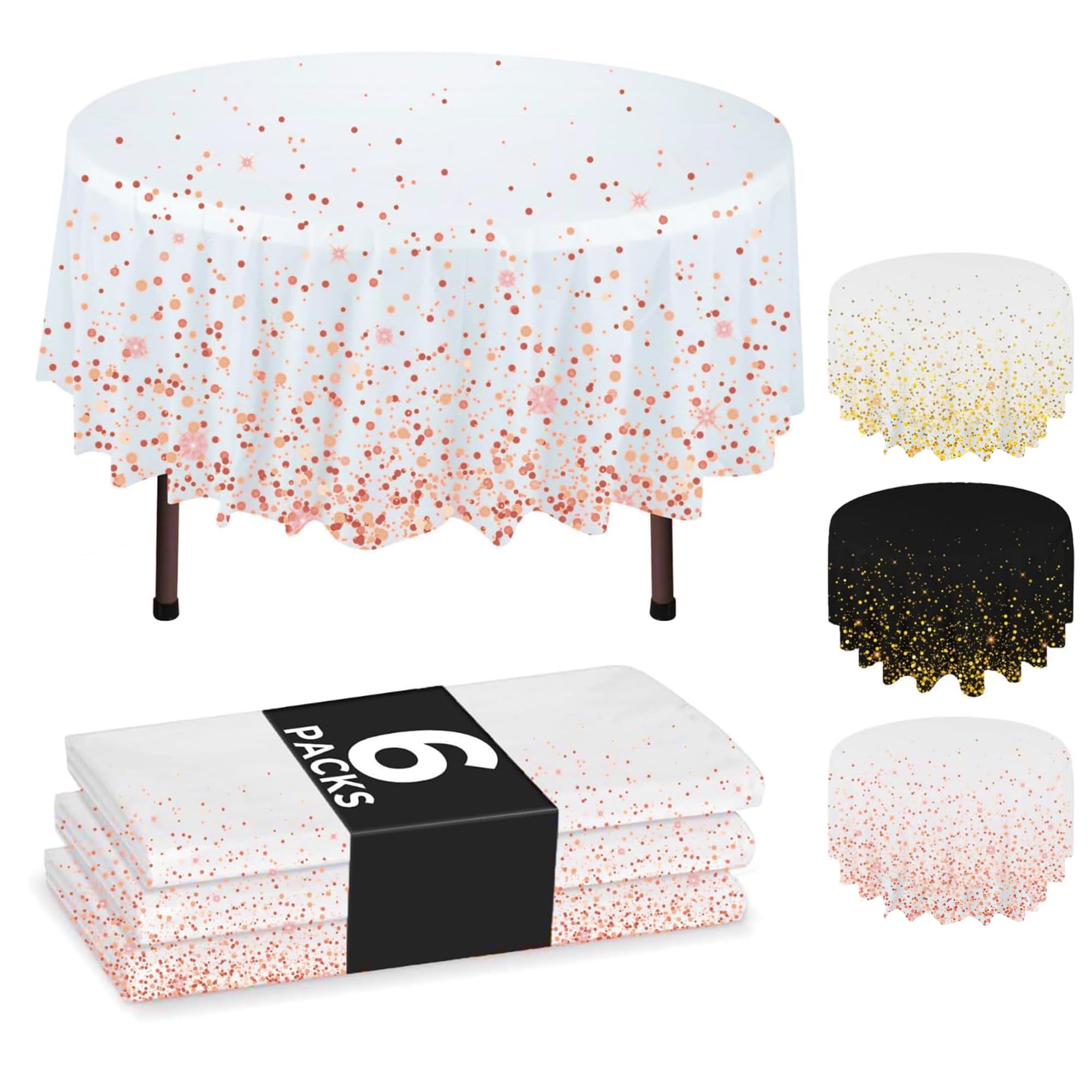 Mantel plástico blanco NORZEE de 84 pulgadas para mesa redonda.