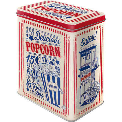 Nostalgic-Art lata retro con enfoque popcorn, almacenamiento elegante y práctico en la cocina