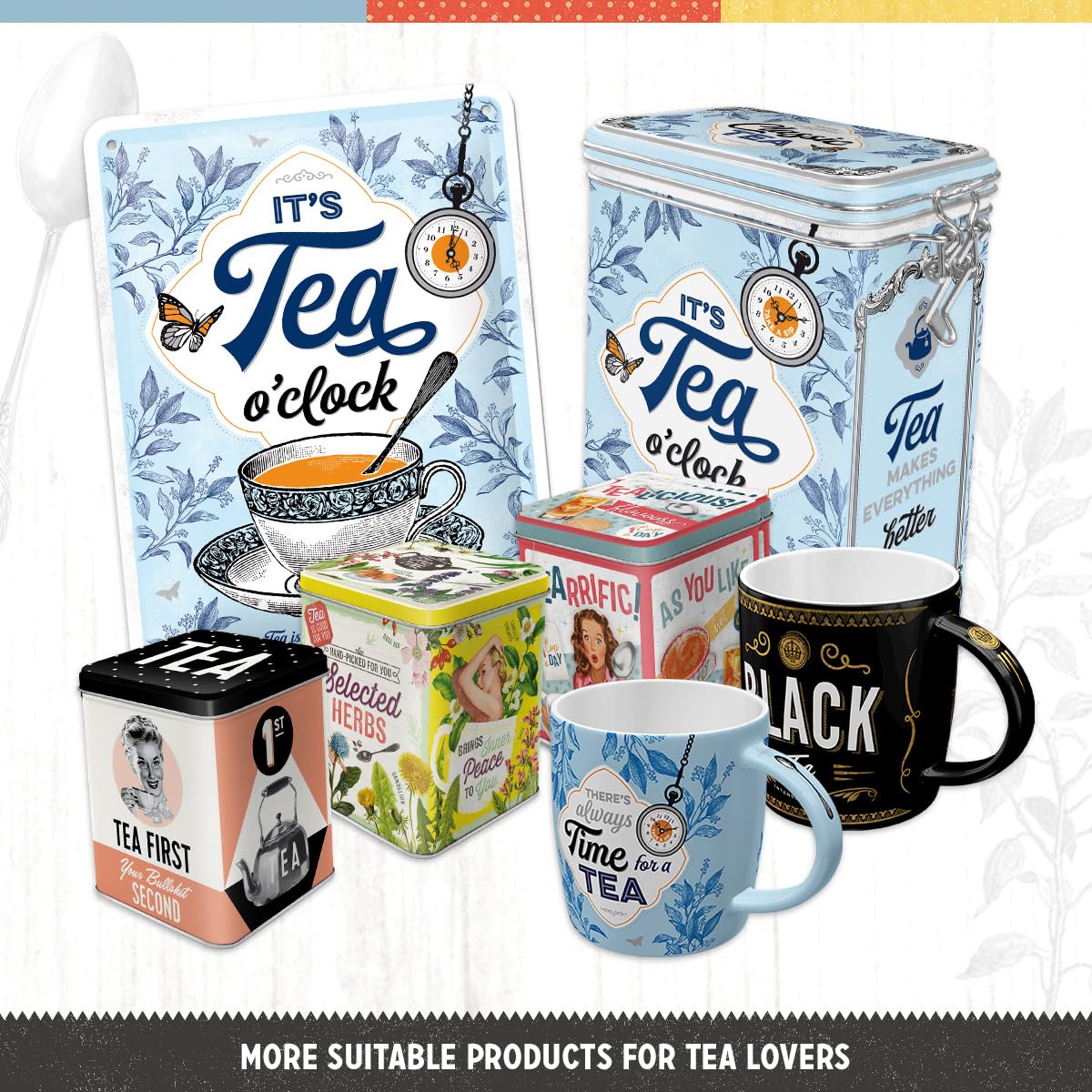 Nostalgic-Art lata 44 onzas, capacidad amplia para té, café o galletas.