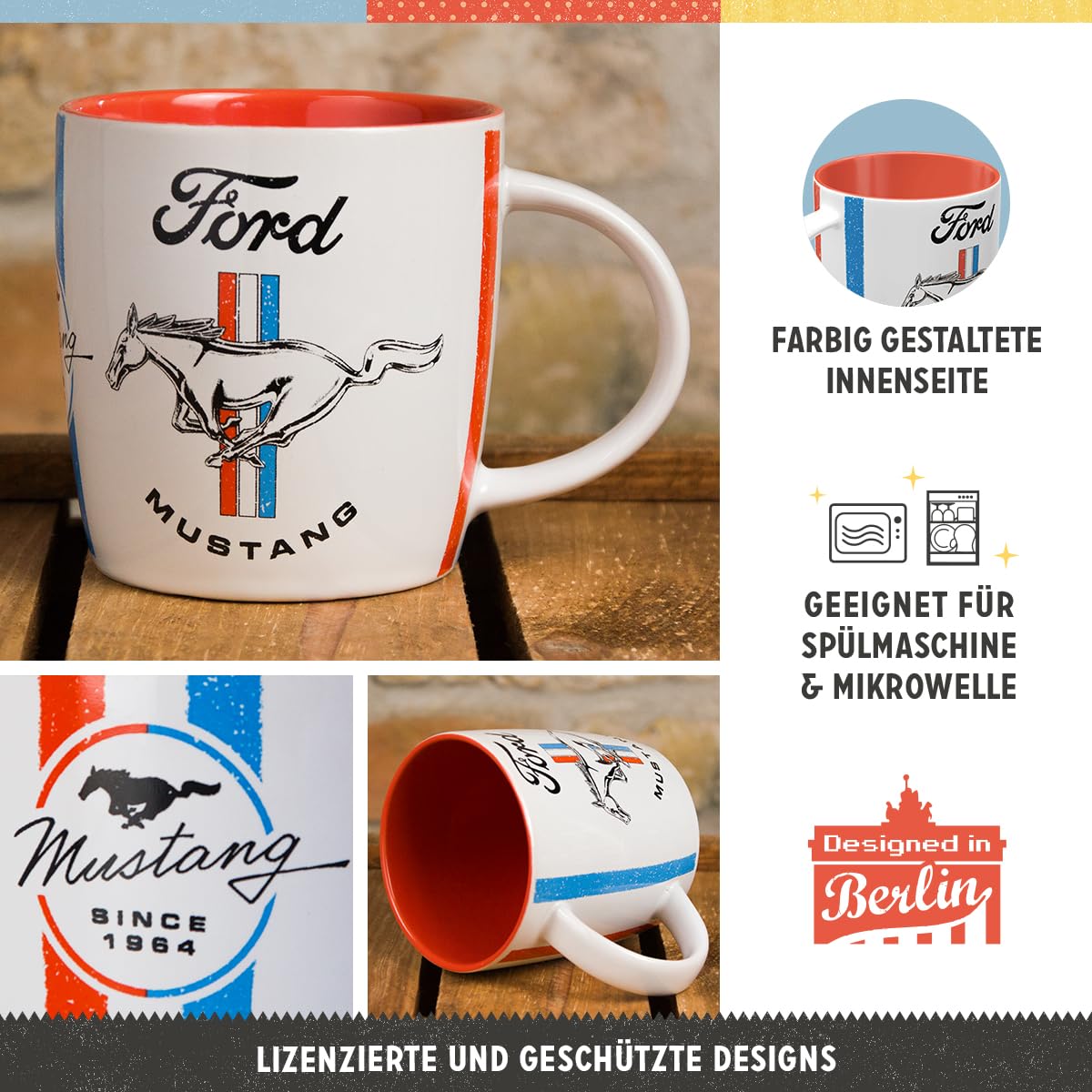 Capacidad de 330 ml en la taza Nostalgic-Art para café o té.