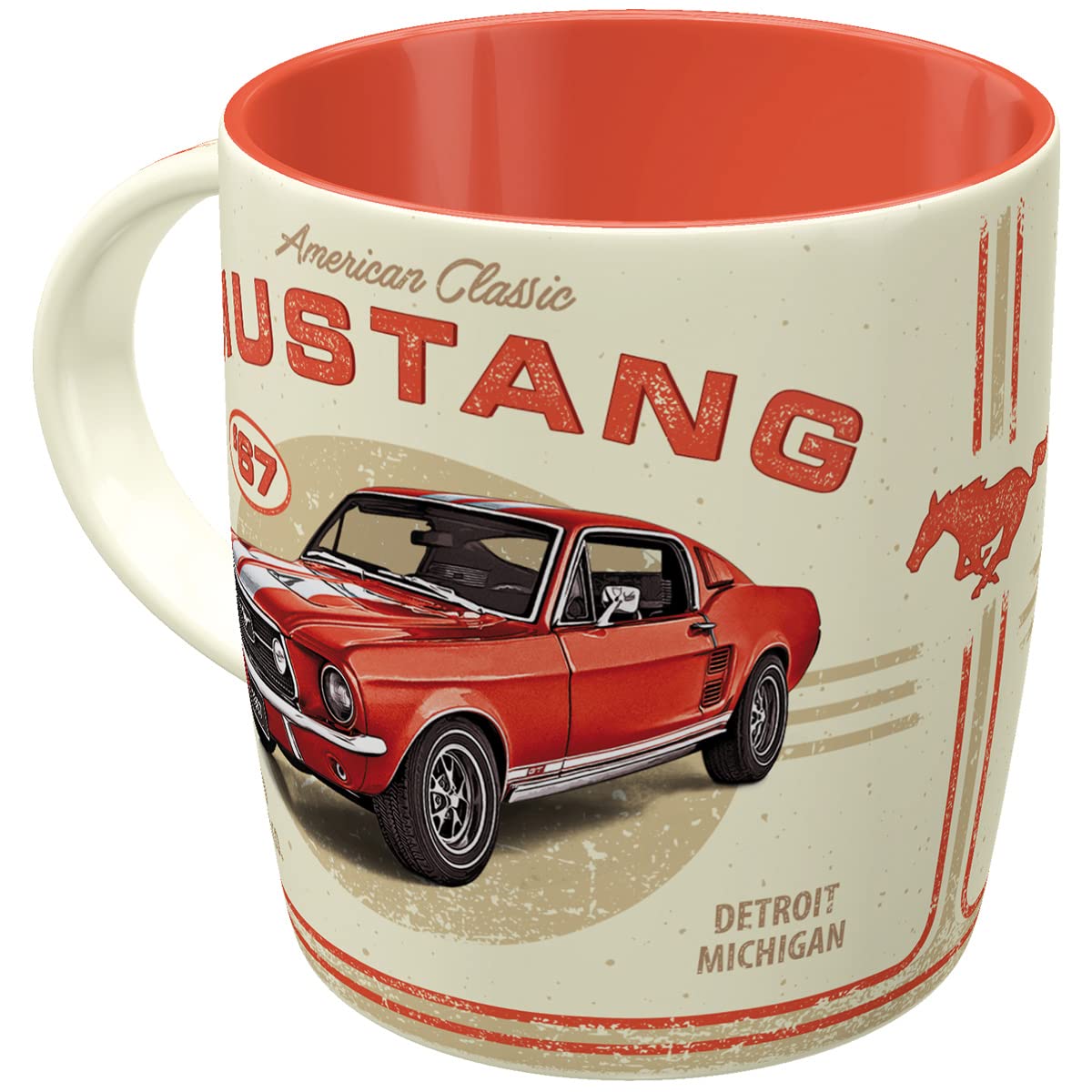Nostalgic-Art: taza Mustang GT 1967 rojo para café matutino con estilo.
