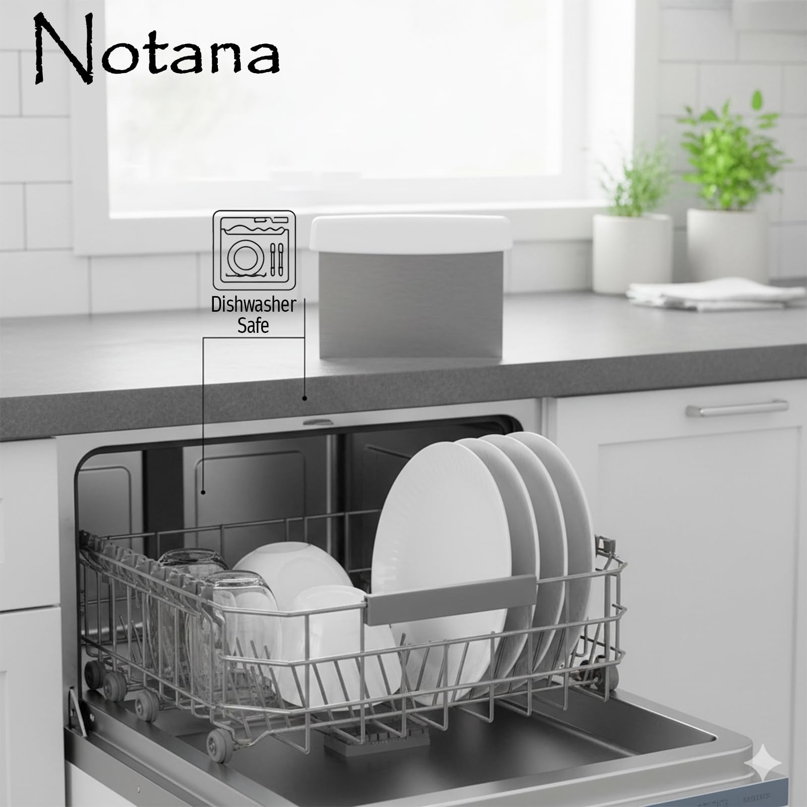 Notana presentación en embalaje, listo para uso cotidiano en la cocina.