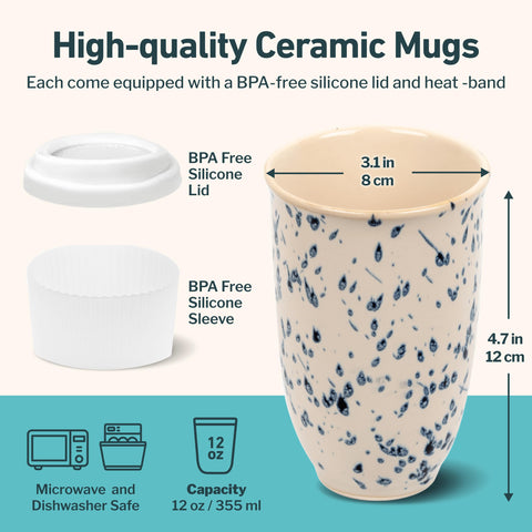 NOVA CERAMICS Taza Orchid, tamaño 355 ml, compatible con la cafetera.
