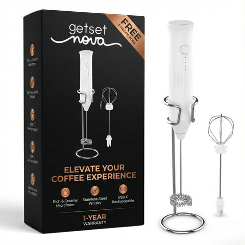 Nova Milk Frother, batería de larga duración para sesiones matutinas.