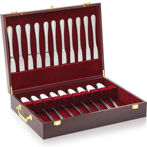 Novabright caja de cubiertos de madera con tapa de vidrio, organiza utensilios con estilo.