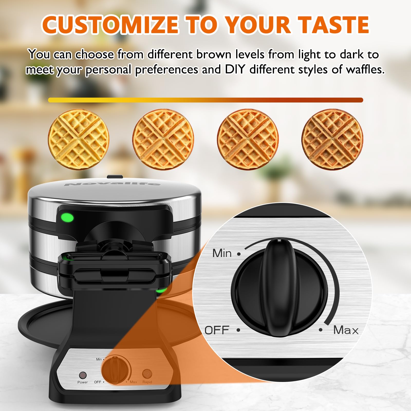 Novalife gofrera potencia 1400W cocina de forma eficiente