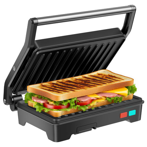 Novalife Panini Prensa con placas antiadherentes para sándwiches limpios y fáciles de cocinar.