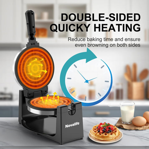 Novalife potencia 1100W para cocción rápida de gofres crujientes