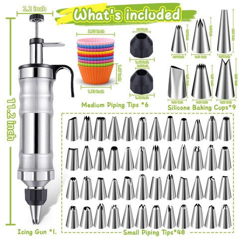 NOVANO kit decorativo para pasteles, herramientas en acero y silicona, aptas para uso diario.
