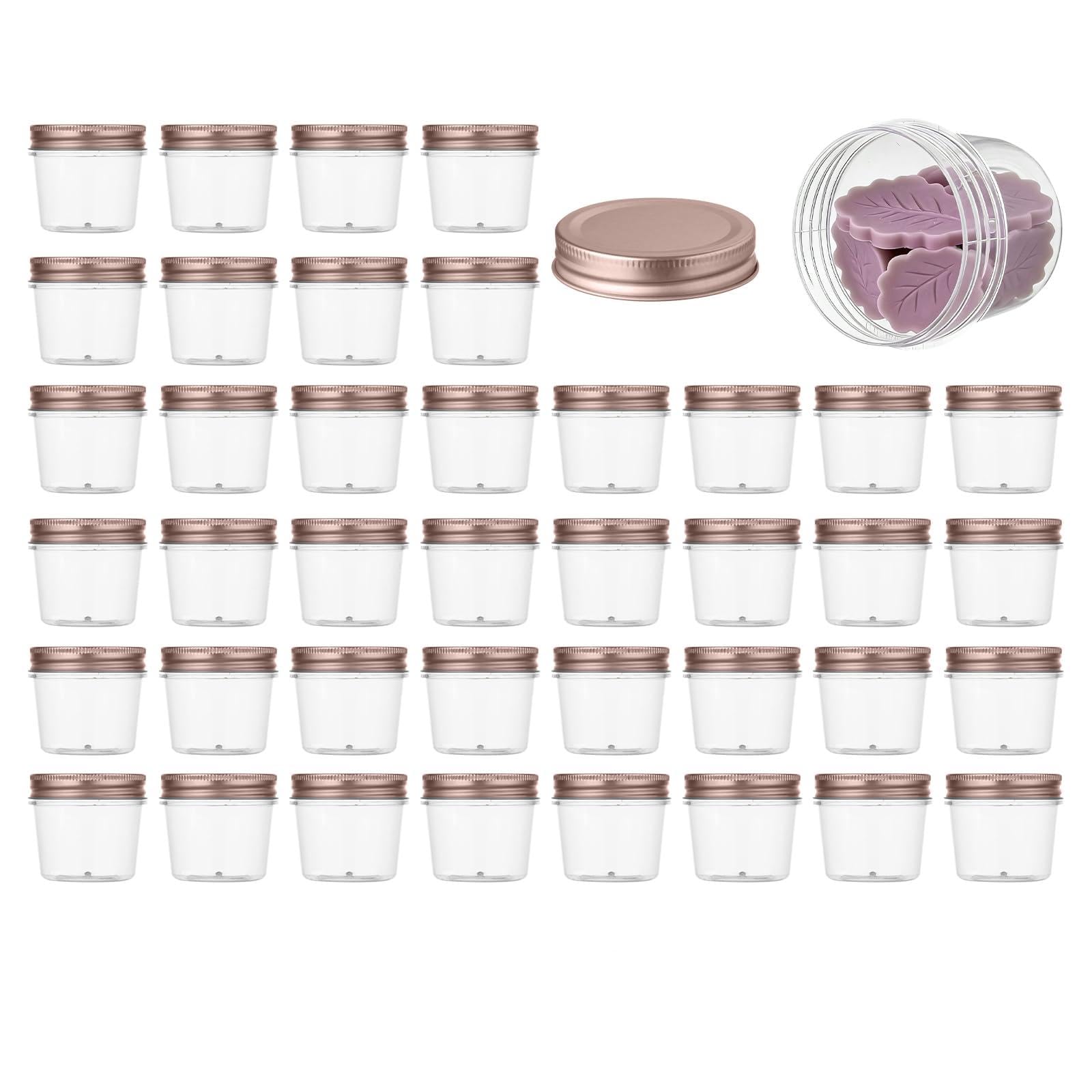 novelinks frascos plásticos claros de 4oz con tapas rosadas doradas para almacenamiento